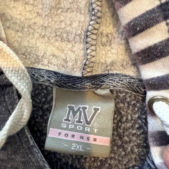 Women’s denim blue and white v neck cut sweatshirt (marked 2XL-but fits like XL) - Picture 4 of 5